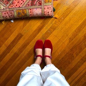 Red velvet Mary Jane slippers NEW